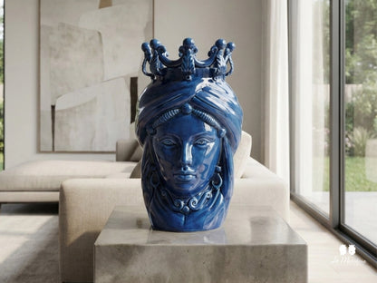 OUTLET - Testa di Moro Donna in Ceramica di Caltagirone 36cm