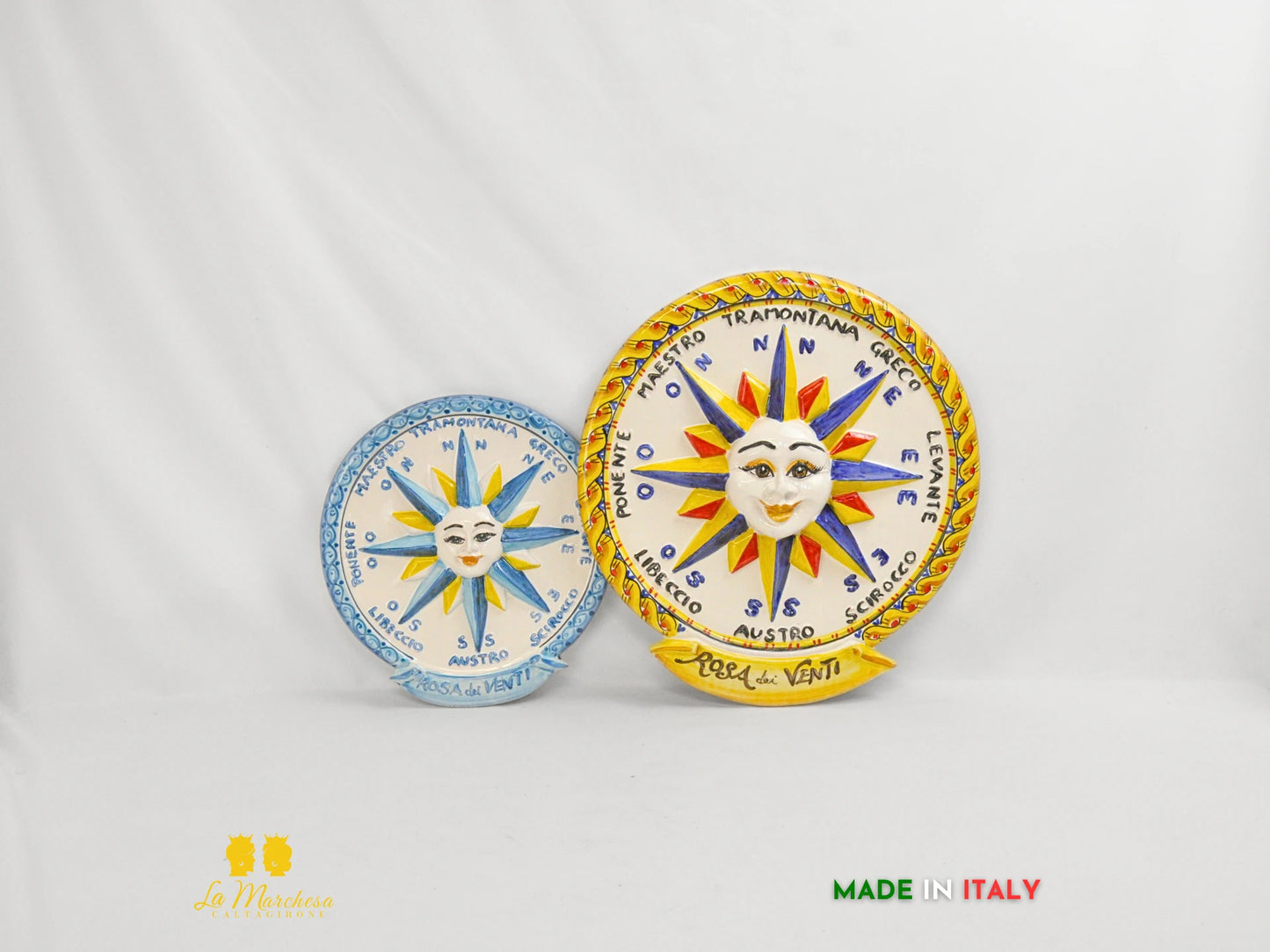 rose dei venti in ceramica