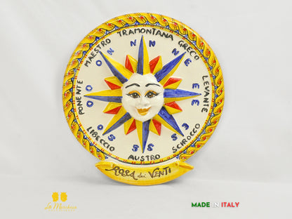 Rosa dei venti in ceramica di Caltagirone decorata a mano - vari modelli