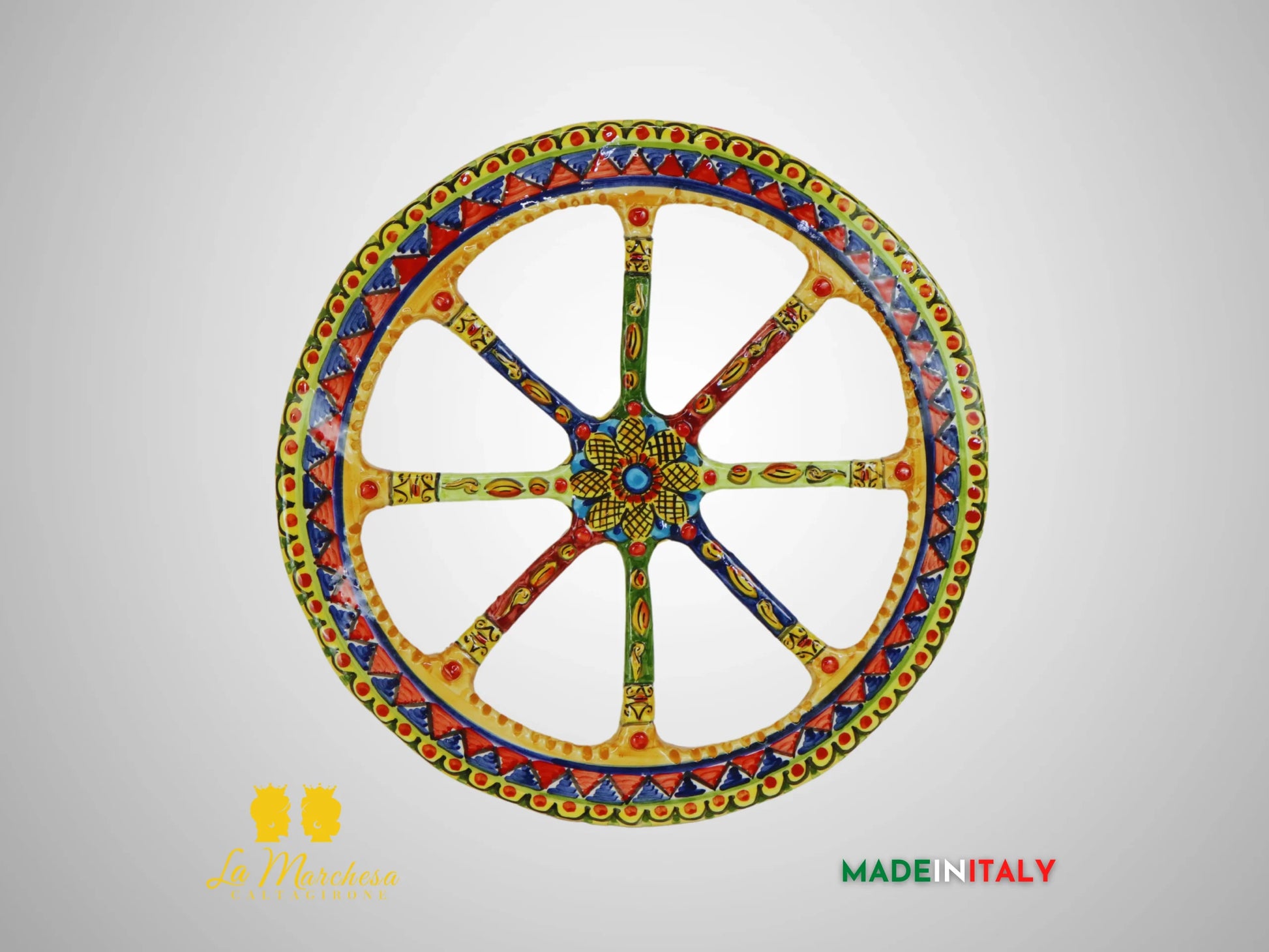Ruota di Carro Decorata in Ceramica di Caltagirone