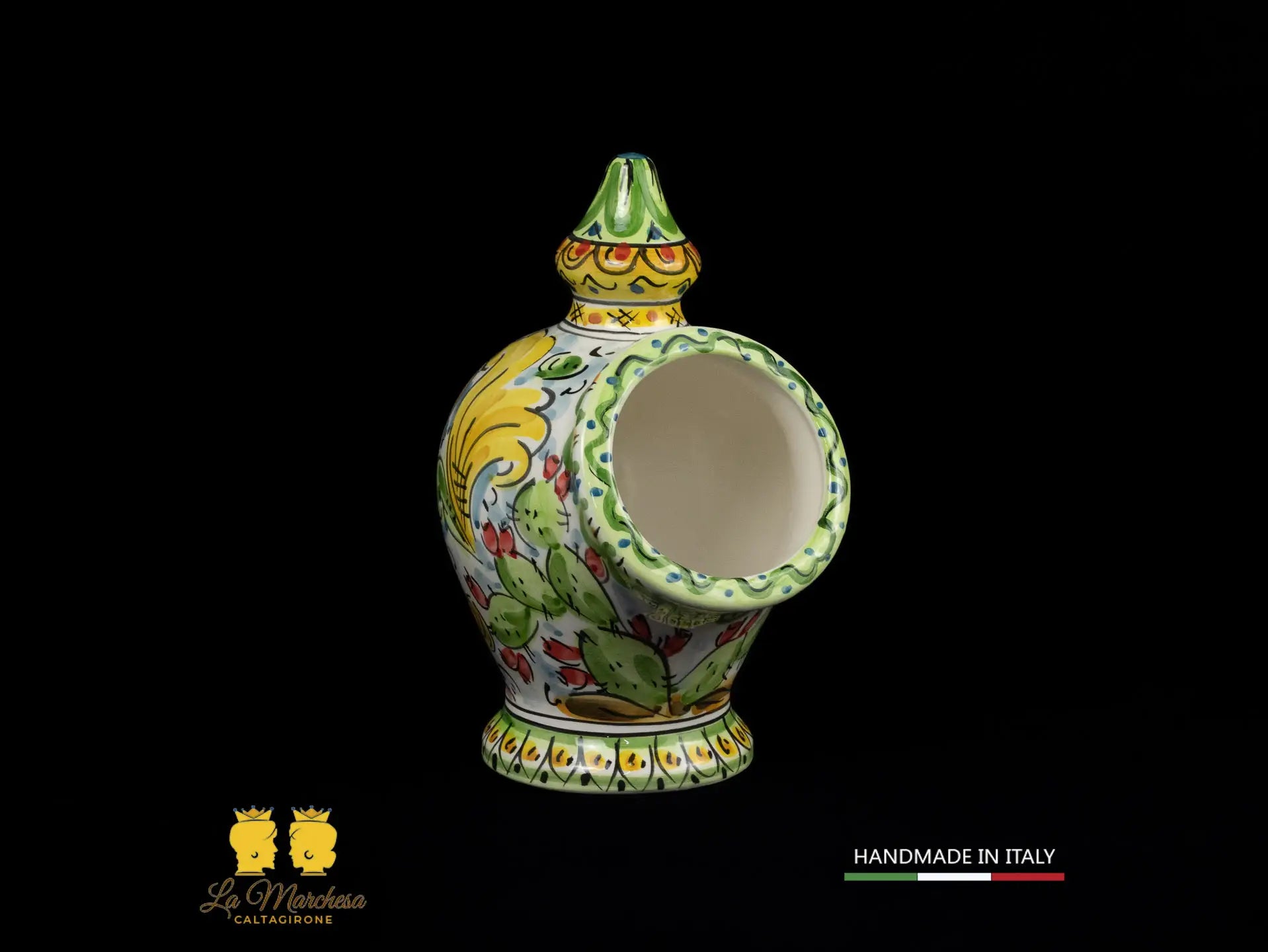 Contenitore Saliera siciliana Ceramica di Caltagirone ornato frutta 25cm