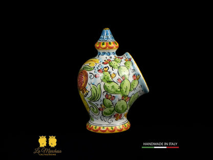 Contenitore Saliera siciliana Ceramica di Caltagirone ornato frutta 25cm