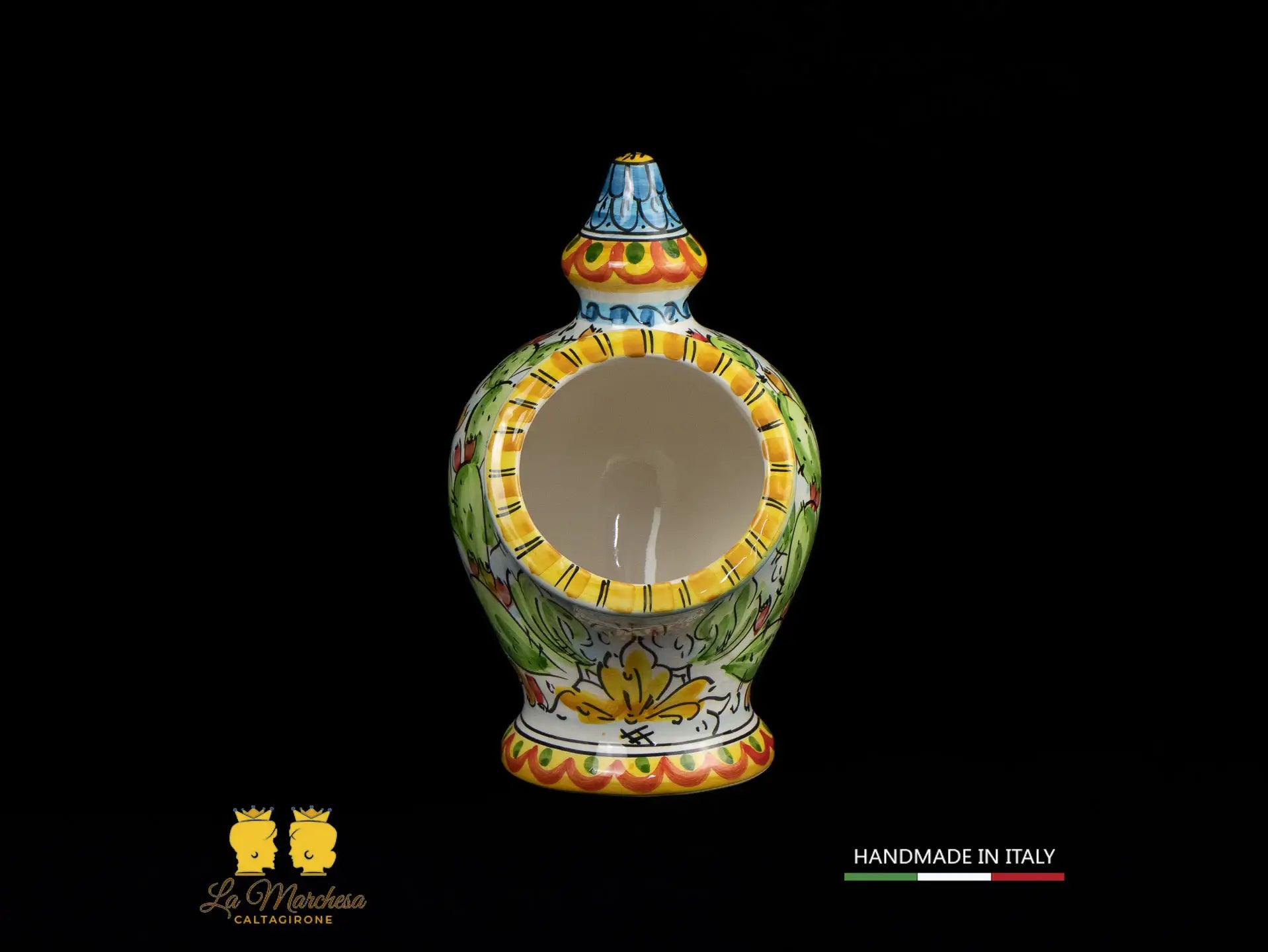 Contenitore Saliera siciliana Ceramica di Caltagirone ornato frutta 25cm