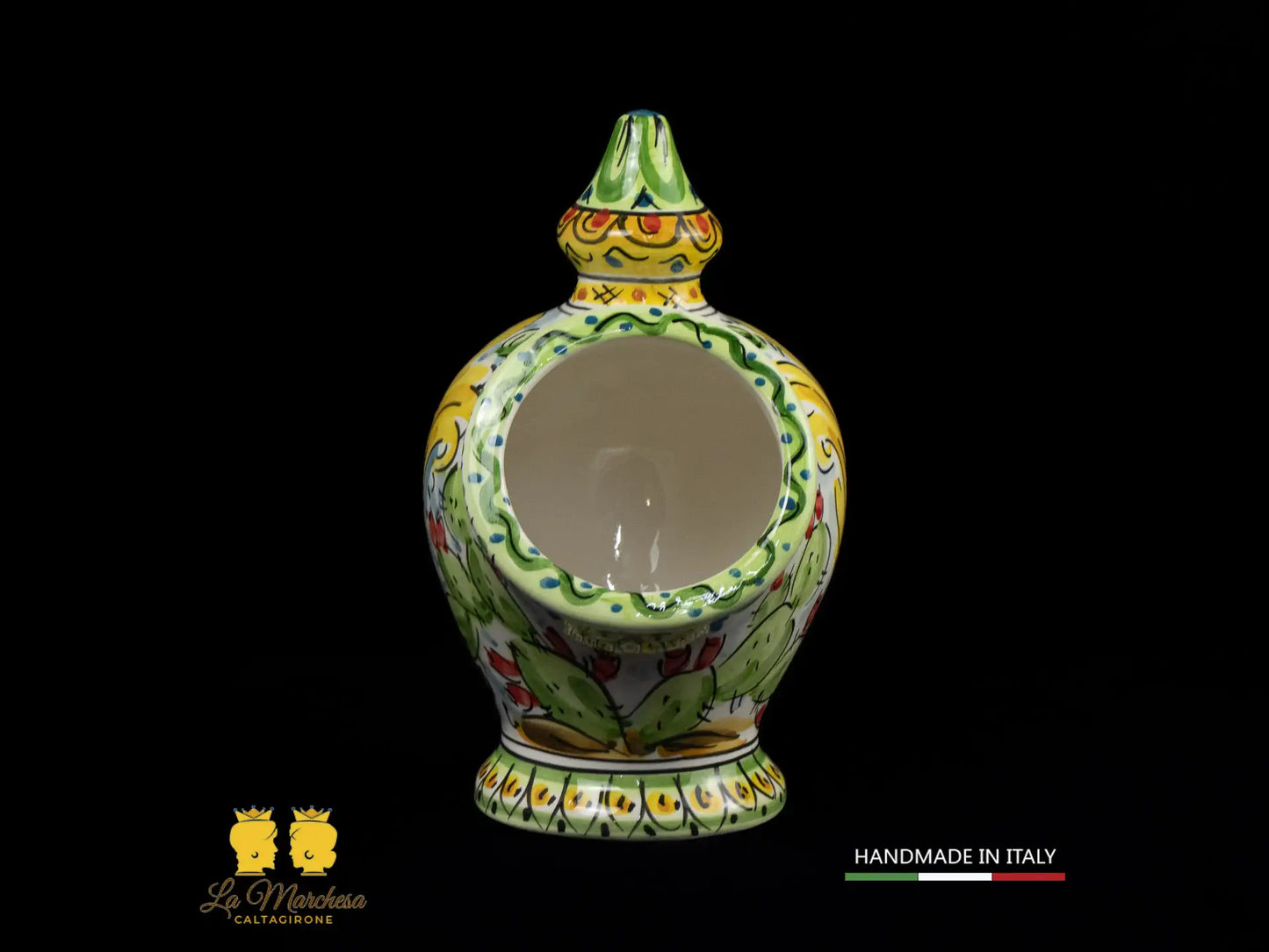Contenitore Saliera siciliana Ceramica di Caltagirone ornato frutta 25cm