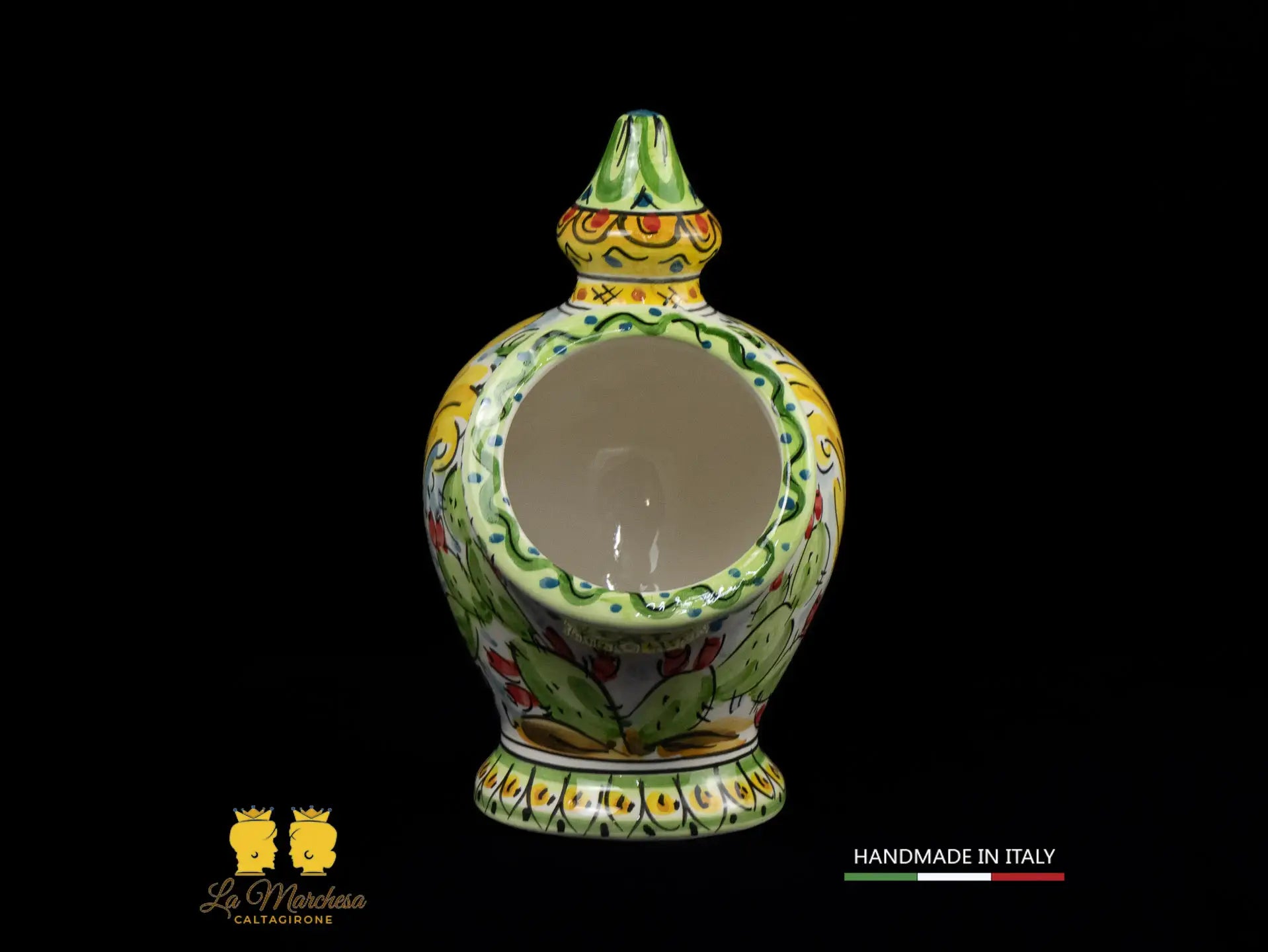 Contenitore Saliera siciliana Ceramica di Caltagirone ornato frutta 25cm