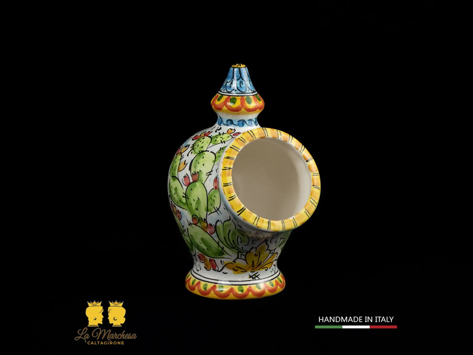 Contenitore Saliera siciliana Ceramica di Caltagirone ornato frutta 25cm