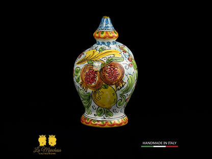 Contenitore Saliera siciliana Ceramica di Caltagirone ornato frutta 25cm