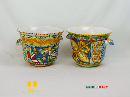 Secchiello Porta Ghiaccio in Ceramica di Caltagirone stile Carretto Siciliano