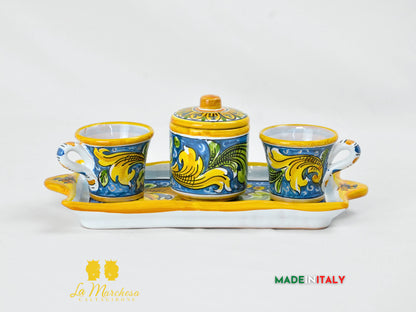 Set Tazzine da Caffè in Ceramica di Caltagirone Ornato Barocco