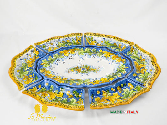 Servizio da Tavola in Ceramica di Caltagirone Decorato a Mano – 7 Pezzi