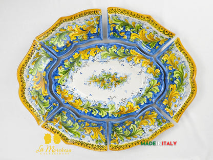 Servizio da Tavola in Ceramica di Caltagirone Decorato a Mano – 7 Pezzi