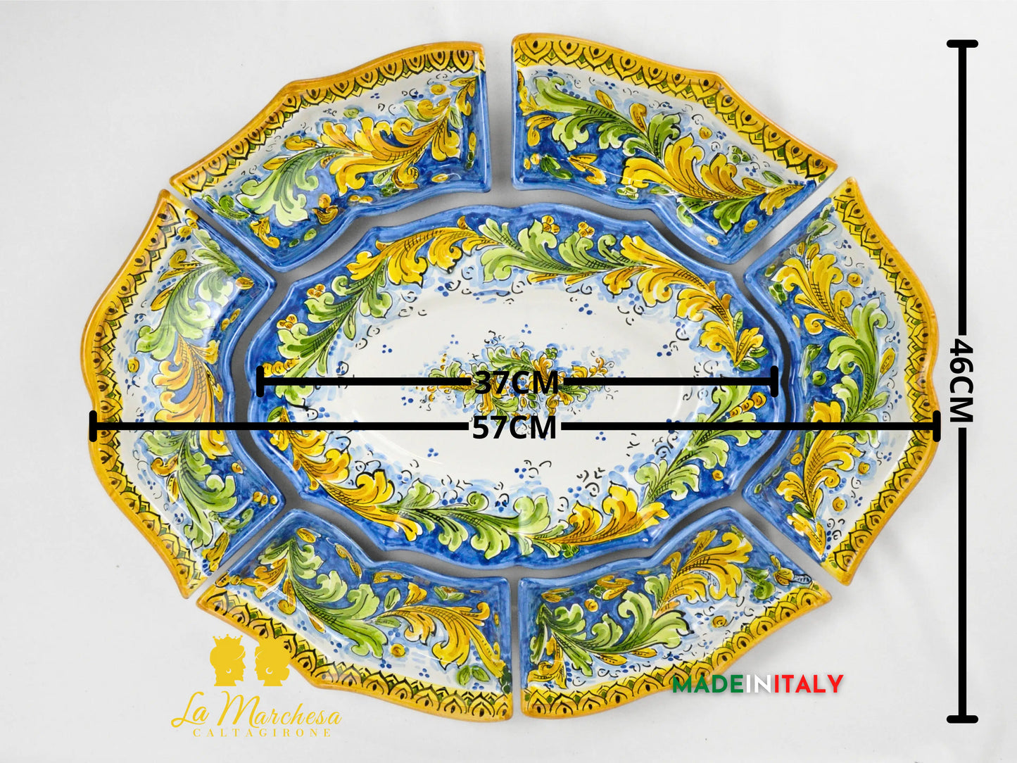 Servizio da Tavola in Ceramica di Caltagirone Decorato a Mano – 7 Pezzi