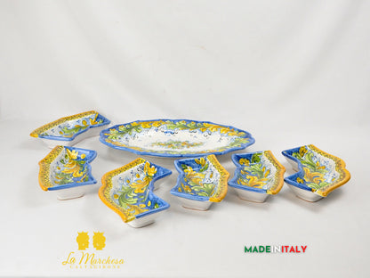 Servizio da Tavola in Ceramica di Caltagirone Decorato a Mano – 7 Pezzi