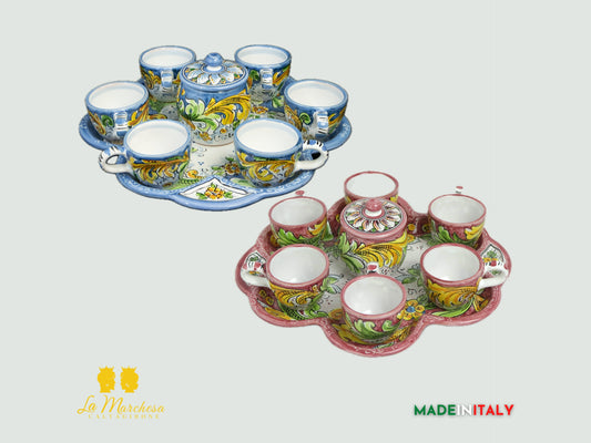 Set 6 Tazzine caffè in Ceramica di Caltagirone ornato - Vari Decori