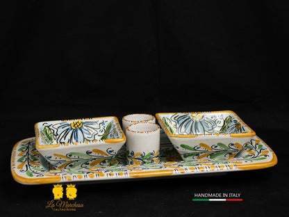 Set Antipastiera Ceramica di Caltagirone ciotoline e bicchieri con vassoio 33cm