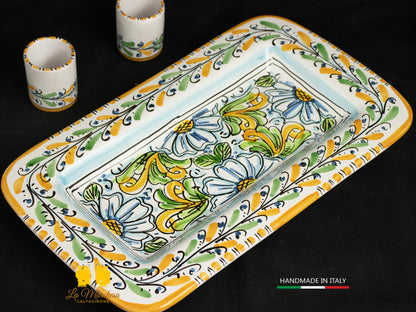 Set Antipastiera Ceramica di Caltagirone ciotoline e bicchieri con vassoio 33cm