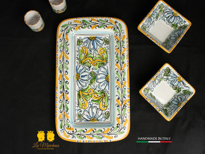 Set Antipastiera Ceramica di Caltagirone ciotoline e bicchieri con vassoio 33cm