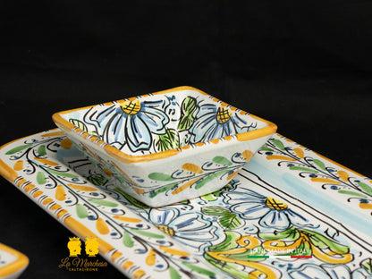 Set Antipastiera Ceramica di Caltagirone ciotoline e bicchieri con vassoio 33cm