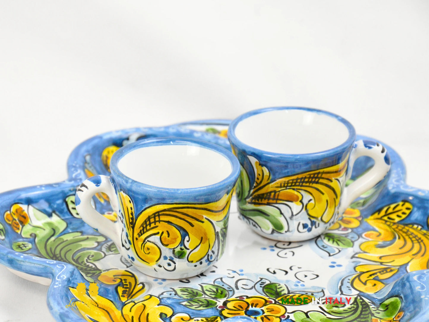 Set 6 Tazzine da caffè in Ceramica di Caltagirone ornato - blu ornato 