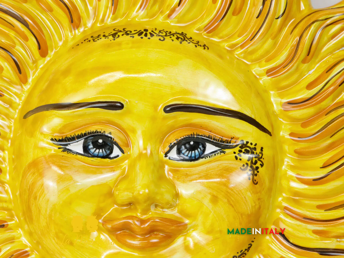 Sole Fuoco Giallo Tatuato in Ceramica di Caltagirone - Vari Modelli 