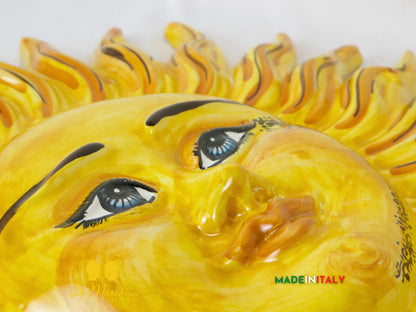 Sole Fuoco Giallo Tatuato in Ceramica di Caltagirone - Vari Modelli 