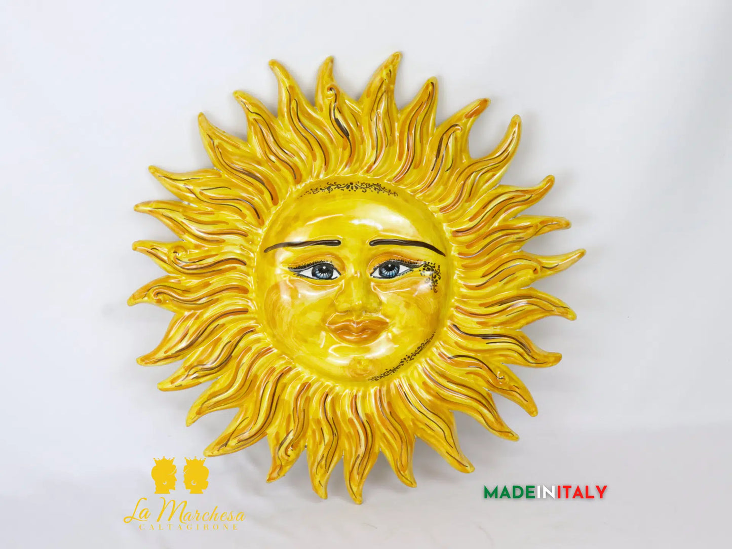 Sole Fuoco Giallo Tatuato in Ceramica di Caltagirone - Vari Modelli 