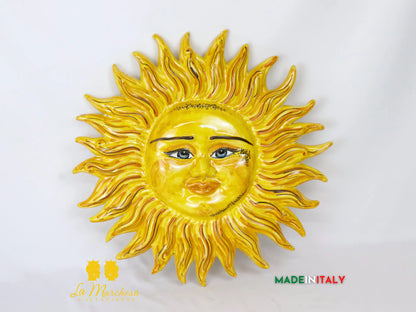 Sole Fuoco Giallo Tatuato in Ceramica di Caltagirone - Vari Modelli 