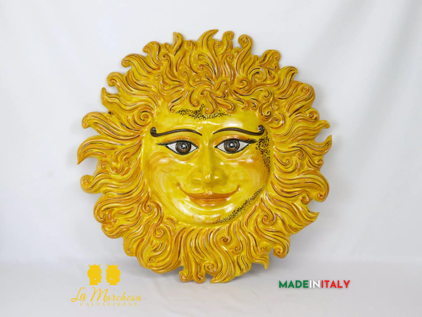 Sole Fuoco Giallo Tatuato in Ceramica di Caltagirone - Vari Modelli 