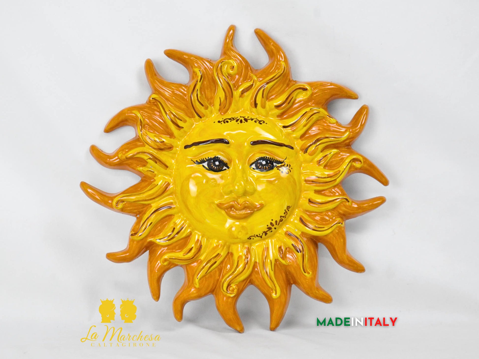 Sole Fuoco da Parete in Ceramica di Caltagirone 28cm - Vari Colori