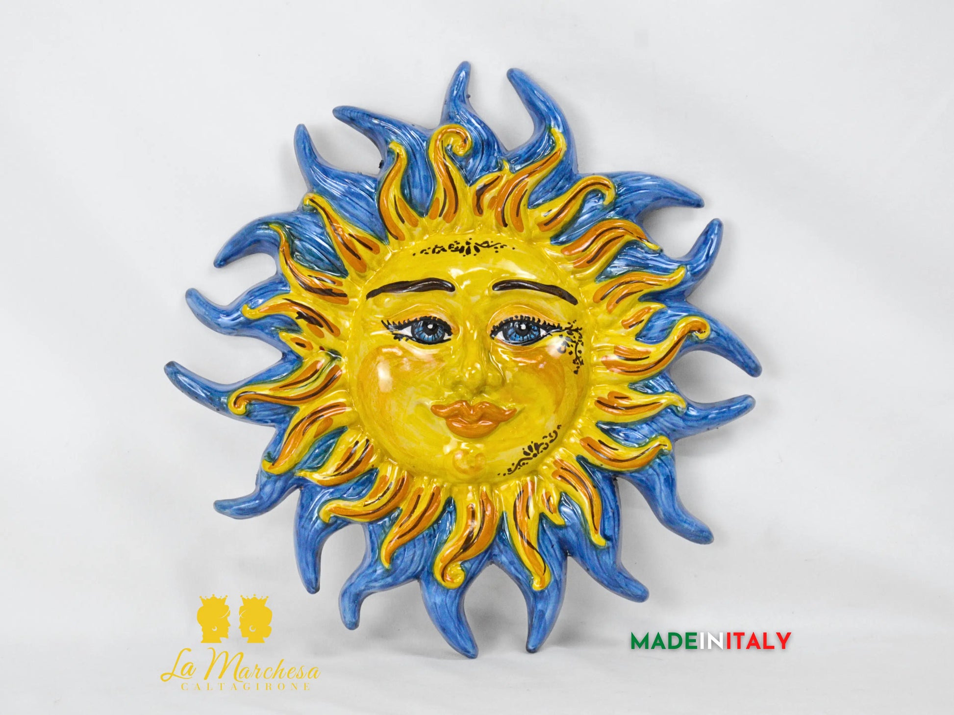 Sole Fuoco da Parete in Ceramica di Caltagirone 28cm - Vari Colori