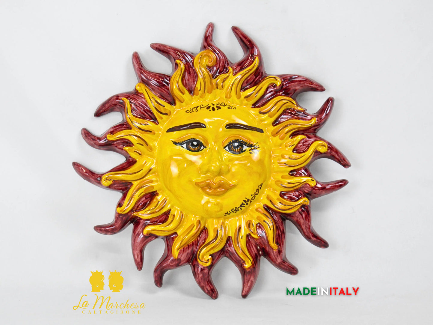 Sole Fuoco da Parete in Ceramica di Caltagirone 28cm - Vari Colori