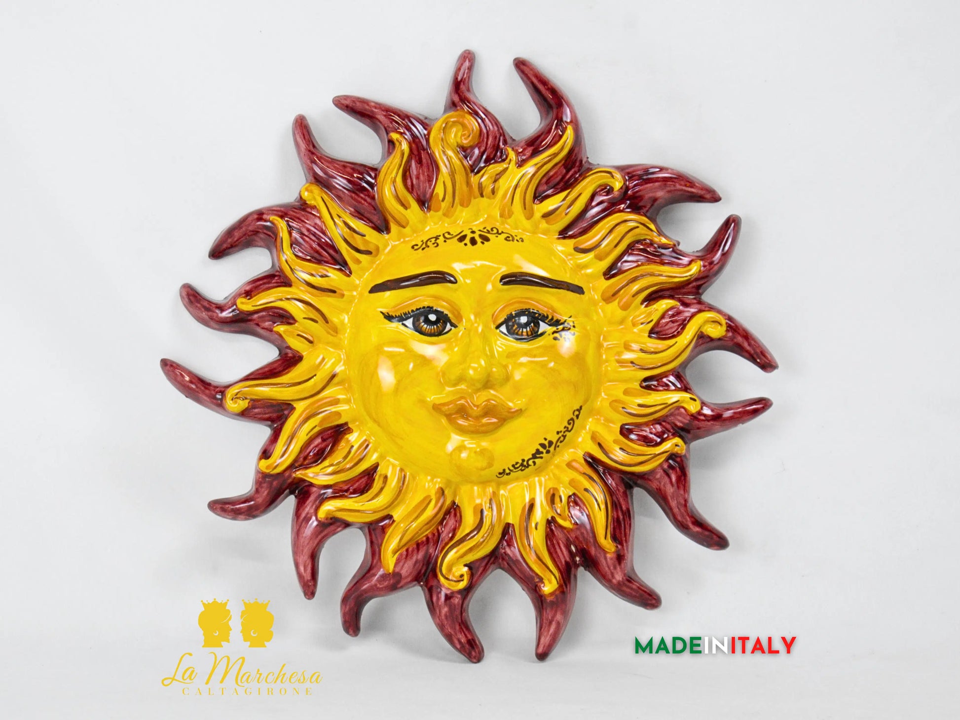 Sole Fuoco da Parete in Ceramica di Caltagirone 28cm - Vari Colori