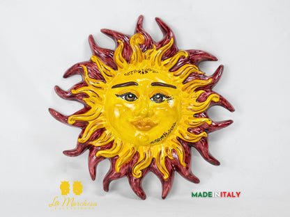 Sole Fuoco da Parete in Ceramica di Caltagirone 28cm - Vari Colori