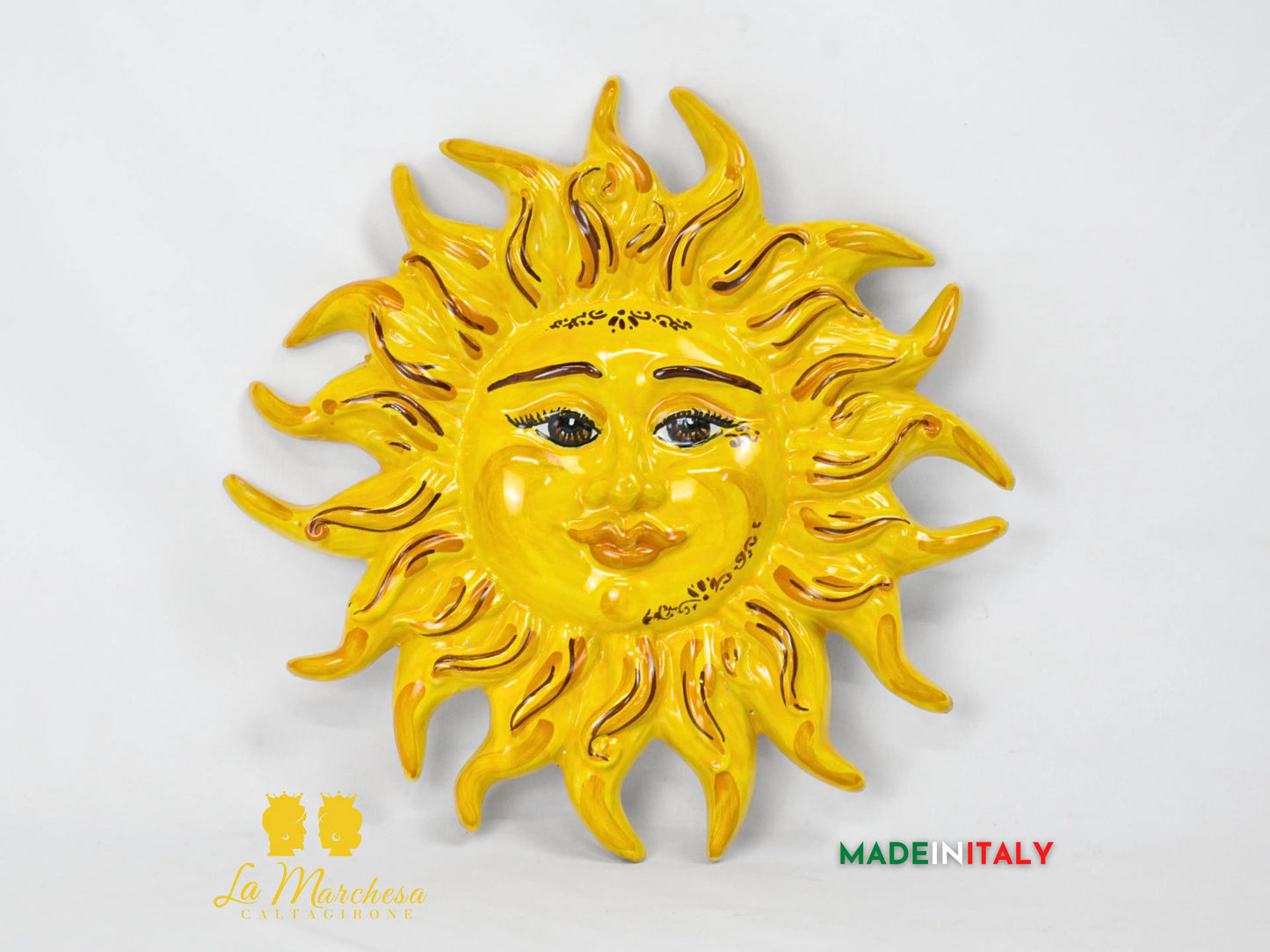Sole Fuoco da Parete in Ceramica di Caltagirone 28cm - Vari Colori