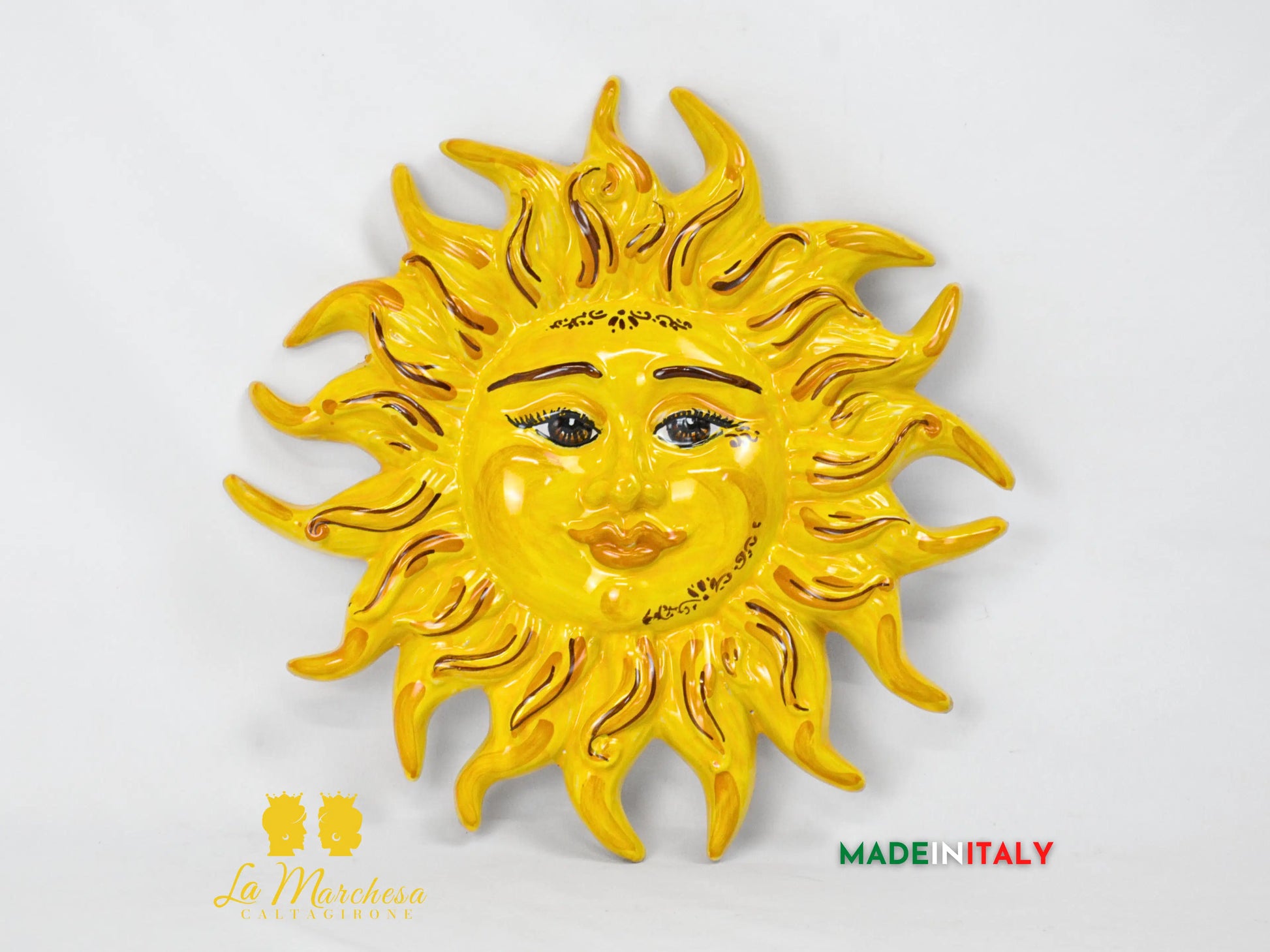 Sole Fuoco da Parete in Ceramica di Caltagirone 28cm - Vari Colori