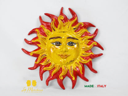 Sole Fuoco da Parete in Ceramica di Caltagirone 28cm - Vari Colori
