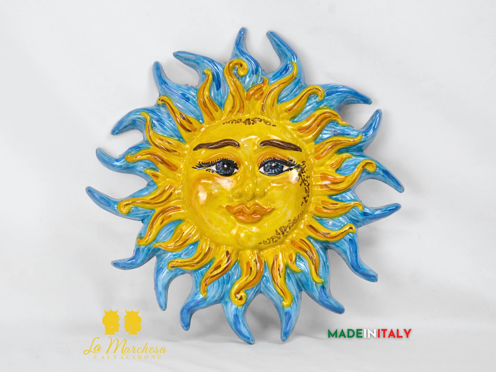 Sole Fuoco da Parete in Ceramica di Caltagirone 28cm - Vari Colori