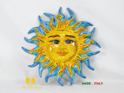 Sole Fuoco da Parete in Ceramica di Caltagirone 28cm - Vari Colori