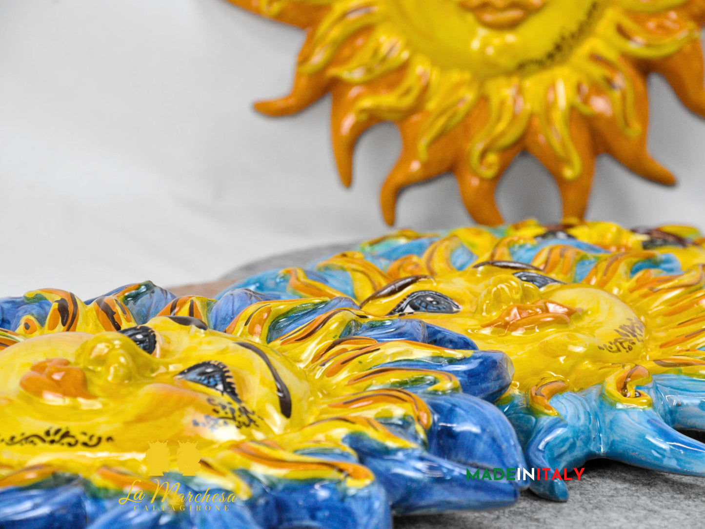 Sole Fuoco da Parete in Ceramica di Caltagirone 28cm - Vari Colori