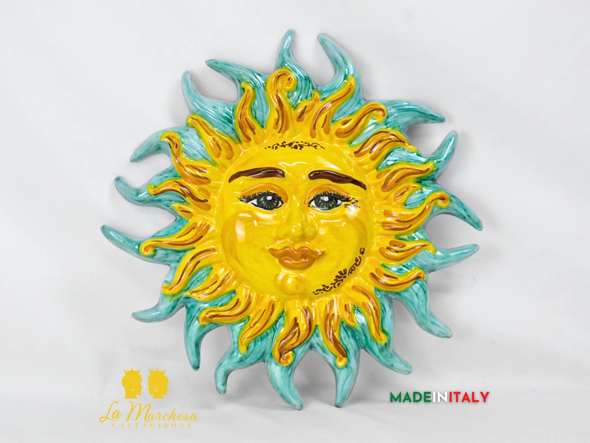 Sole Fuoco da Parete in Ceramica di Caltagirone 28cm - Vari Colori
