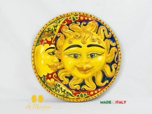 Sole e Luna da Parete in Ceramica di Caltagirone 41cm