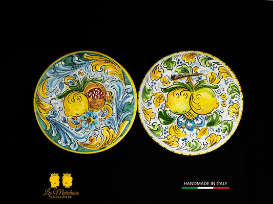 Sottopentola-in-ceramica-di-caltagirone-tondo-ornato-frutta