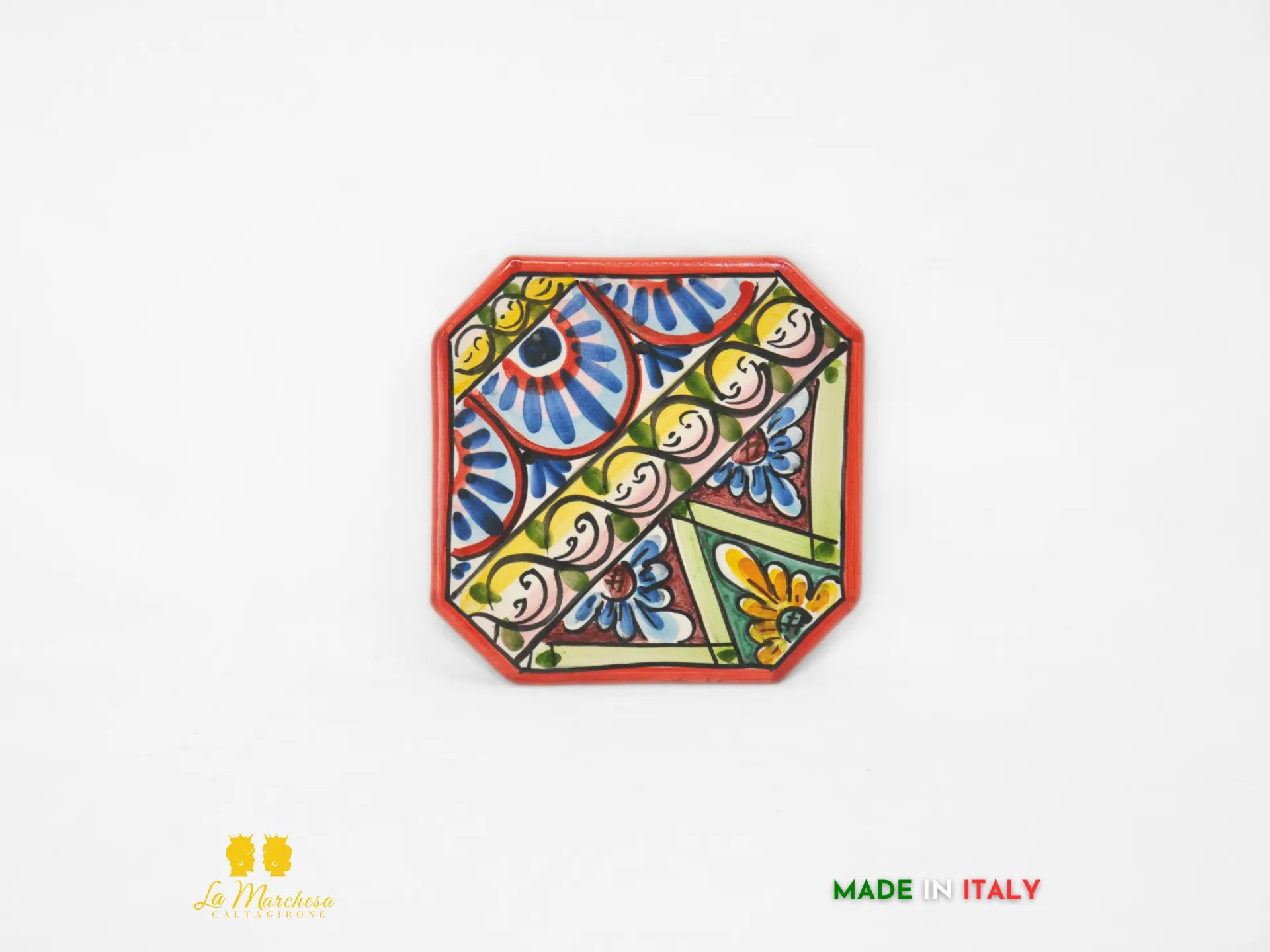 Sottopentola ceramica di Caltagirone decorato a mano