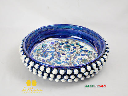 Ciotola Svuotatasche in Ceramica di Caltagirone Pigna Madreperla Blu - Vari Modelli