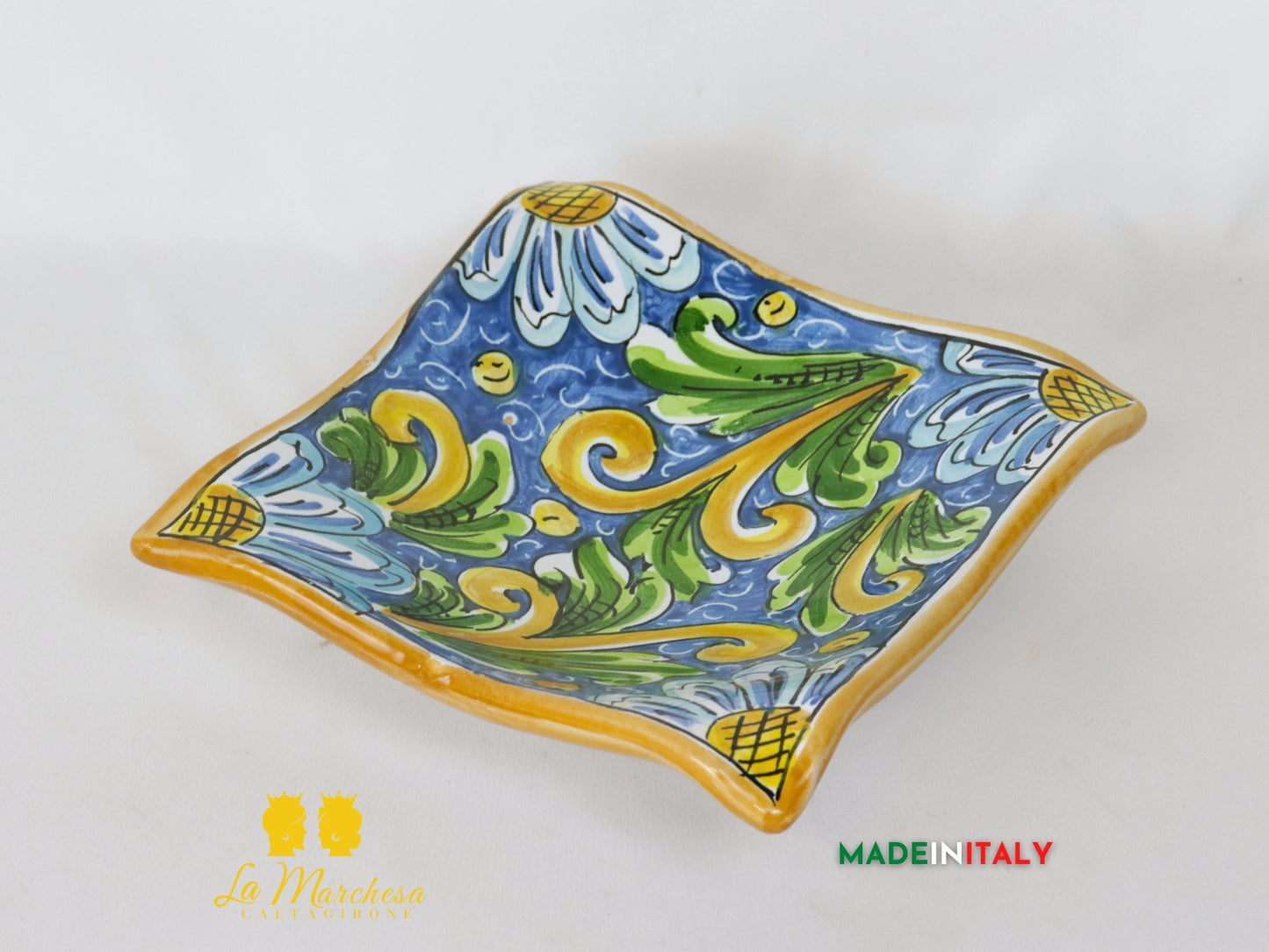 Svuotatasche ingresso Ceramica di Caltagirone Blu antico 17cm - Vari Modelli