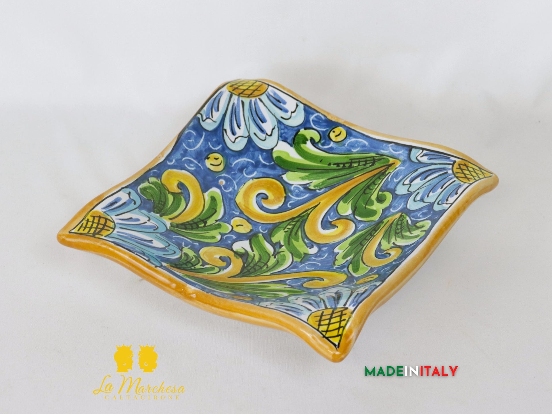 Svuotatasche ingresso Ceramica di Caltagirone Blu antico 17cm - Vari Modelli