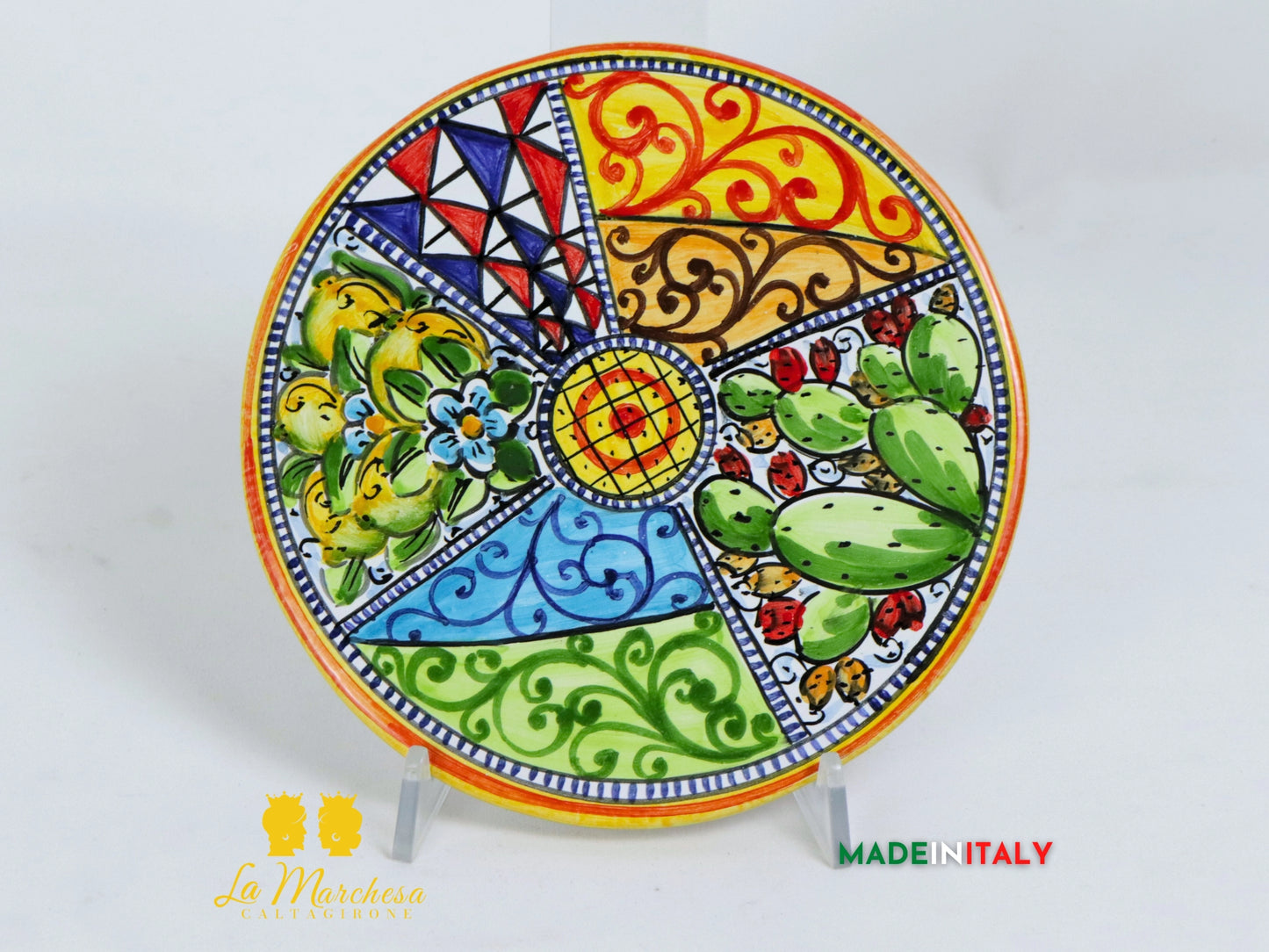 Tagliere rotondo decorato in Ceramica di Caltagirone - Varie Misure
