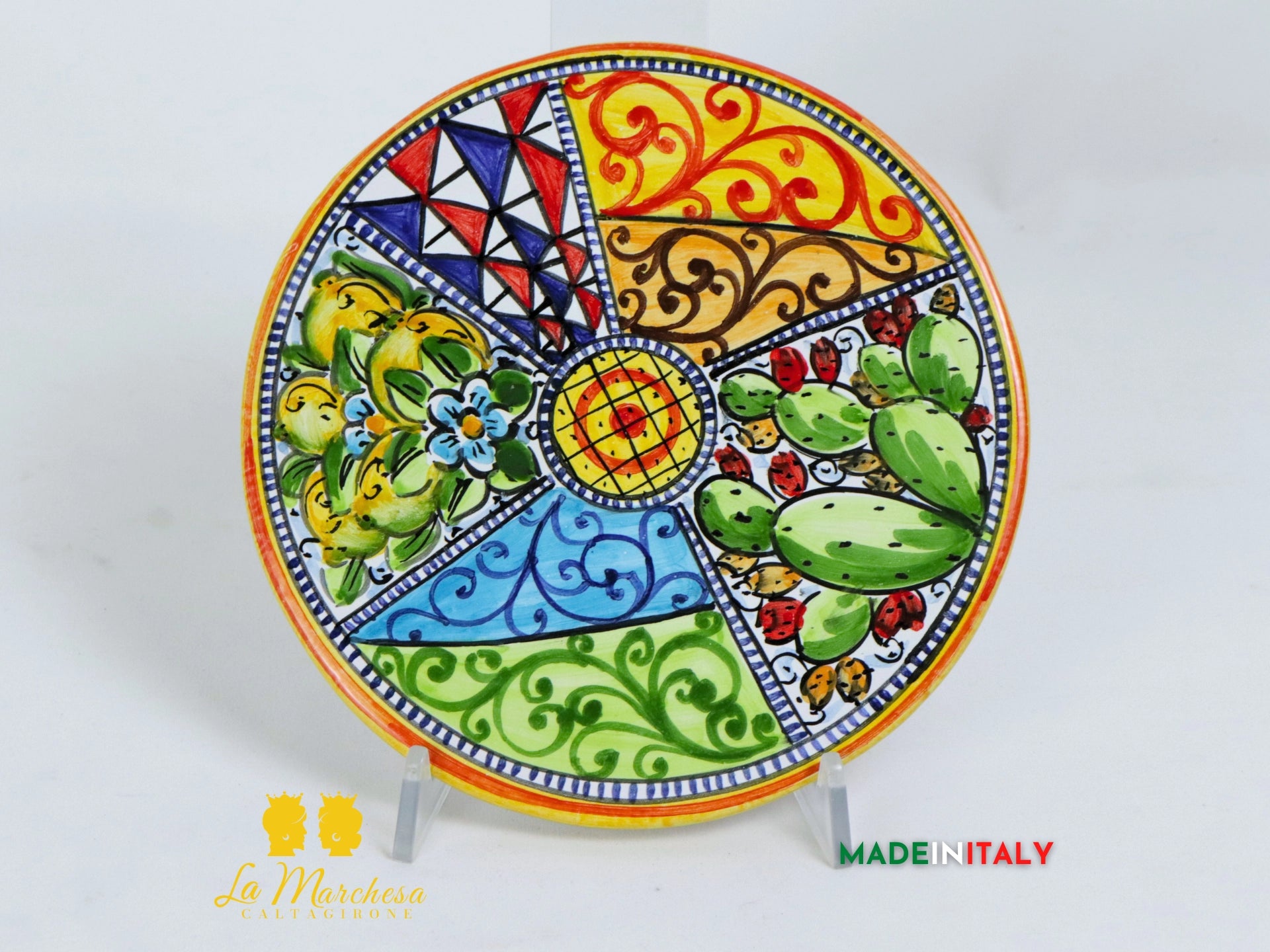 Tagliere rotondo decorato in Ceramica di Caltagirone - Varie Misure
