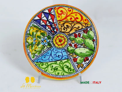 Tagliere rotondo decorato in Ceramica di Caltagirone - Varie Misure