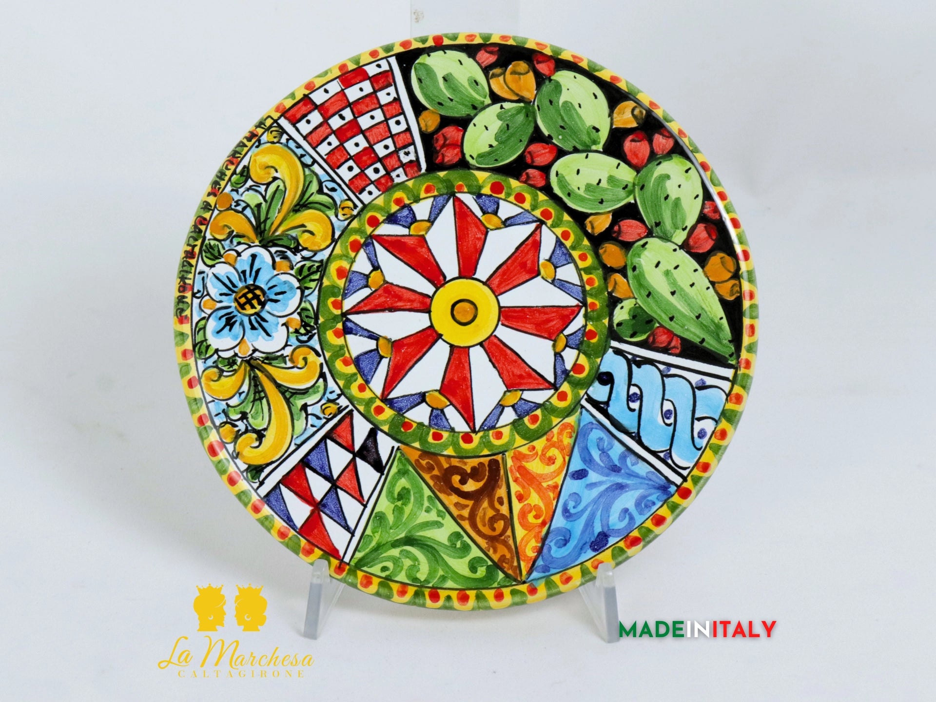 Tagliere rotondo decorato in Ceramica di Caltagirone - Varie Misure
